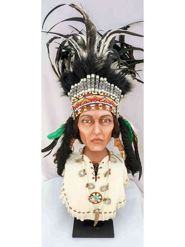 Bust of Native North American wearing a War Bonnet